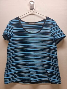 Travel Elements Womens Top M Textured Stretch Coastal Cabin Nautical Y2k